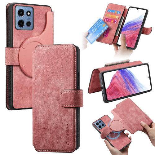 Moto G 2025 CaseNeo MagSafe RFID Anti-theft Retro Leather Phone Case - Pink